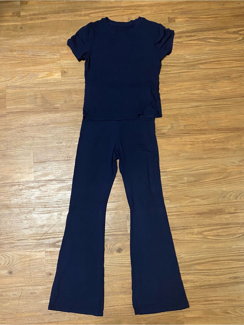 Classic Navy Flare Pants Set - Women's Boot Cut Lounge Set